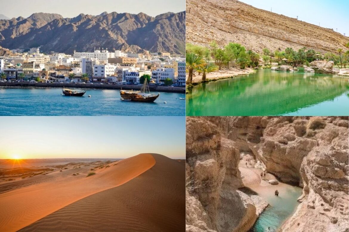 Oman tour packages featuring Muscat, Wadi Shab, Wahiba Sands and Oman mountains