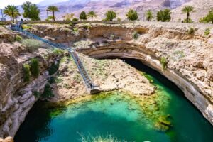 Turquoise water inside Bimmah Sinkhole in Oman