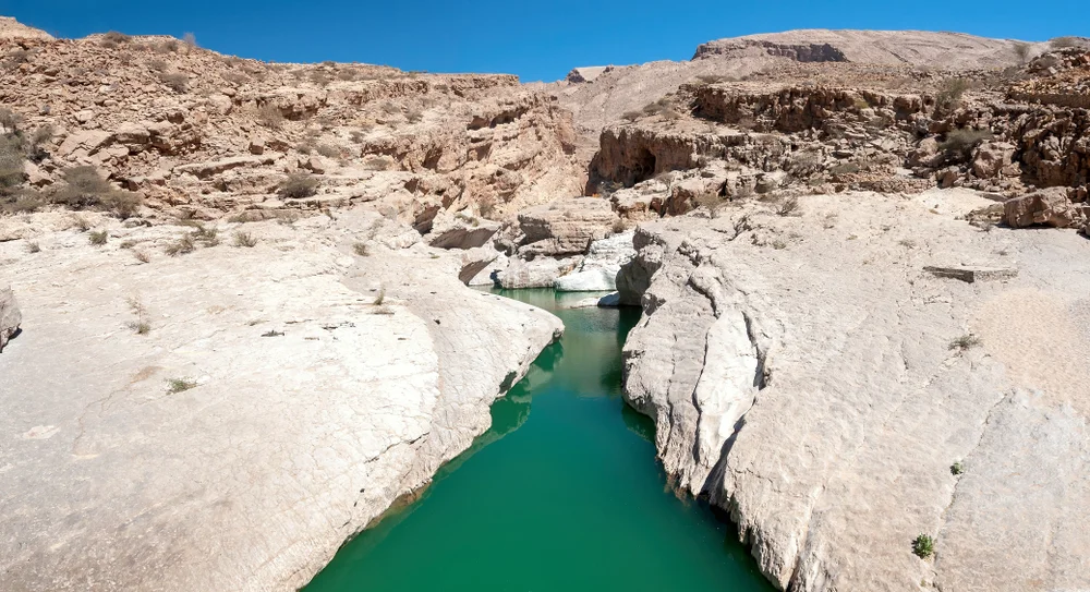 Wadi Bani Khalid landscape near Wahiba Sands Oman