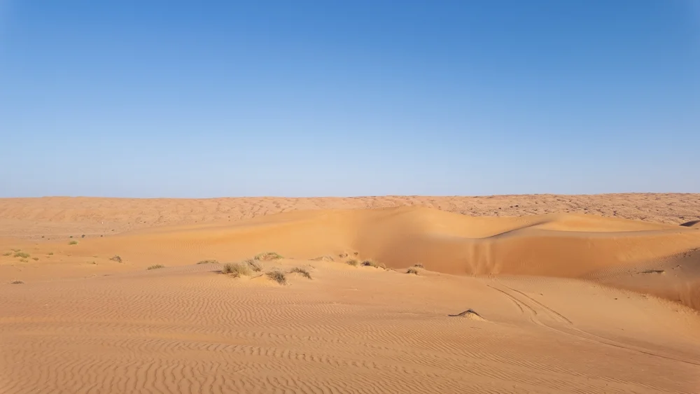 Wahiba Sands dunes and desert landscape in Oman